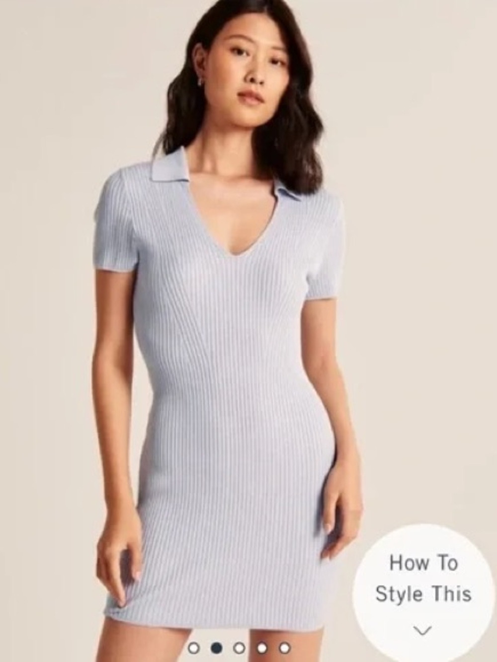 Abercrombie & Fitch Polo Elevated Knit Mini Dress - Light Blue